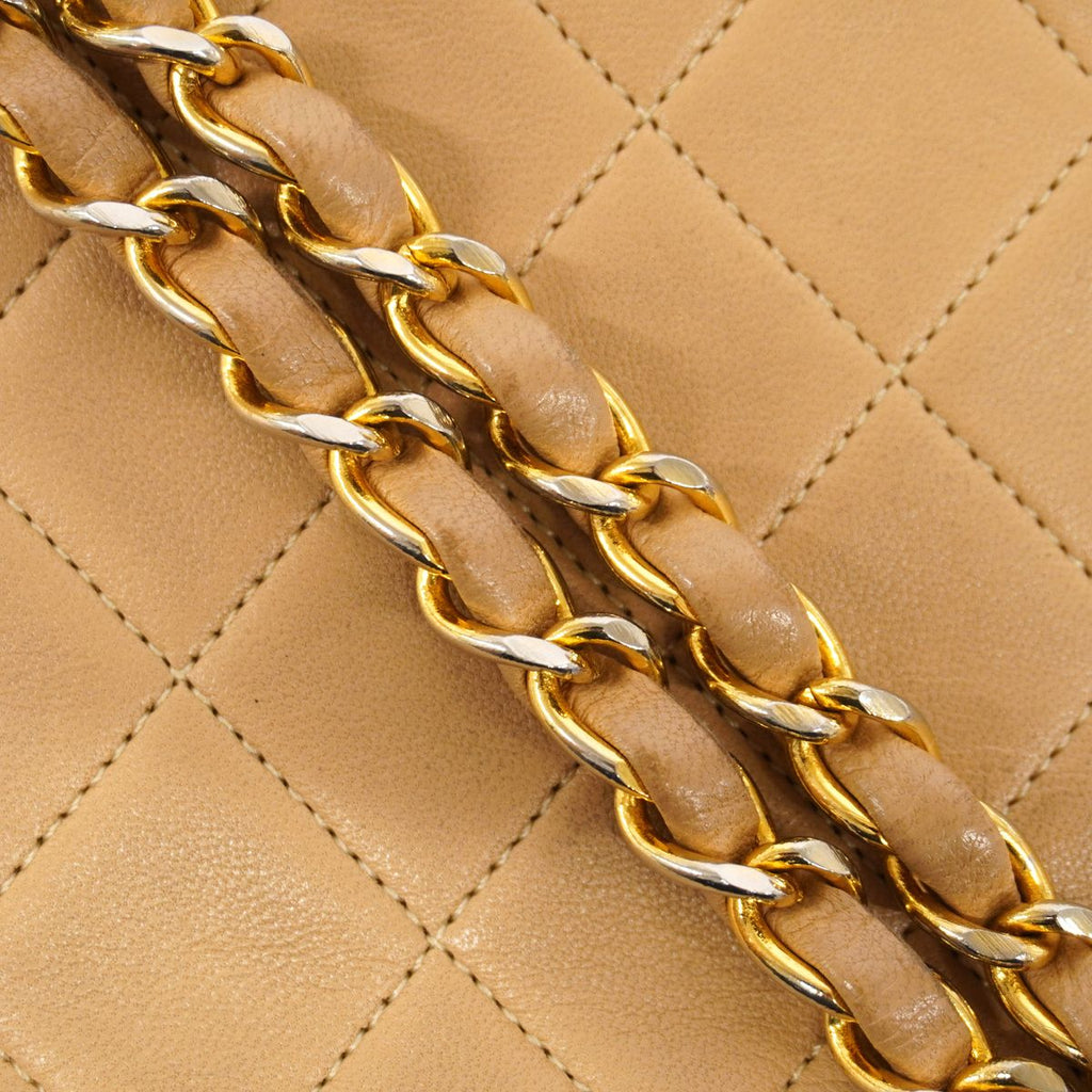 Chanel Shoulder Bag Quilted Lambskin Beige Gold — view 8