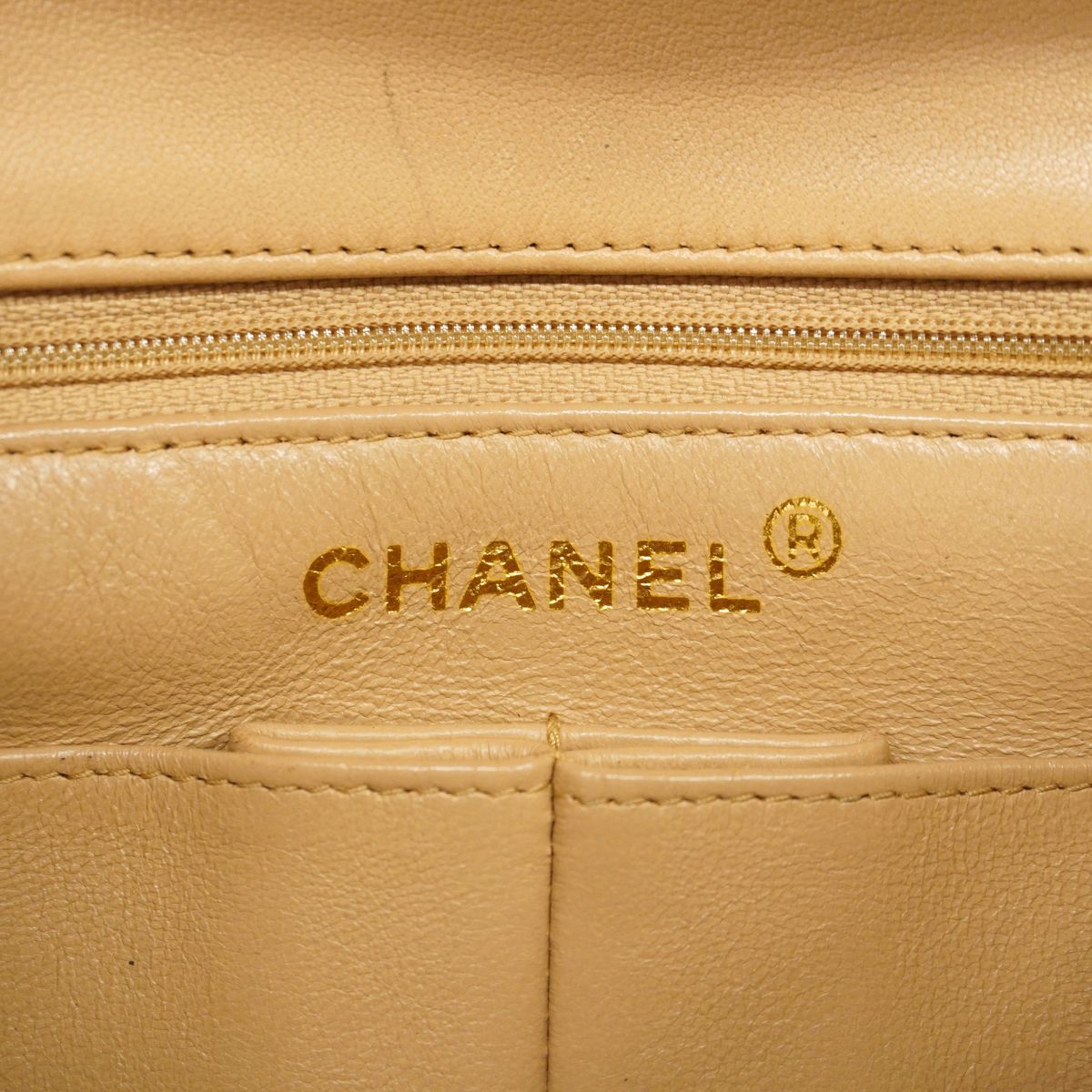 Chanel Shoulder Bag Quilted Lambskin Beige Gold — view 5