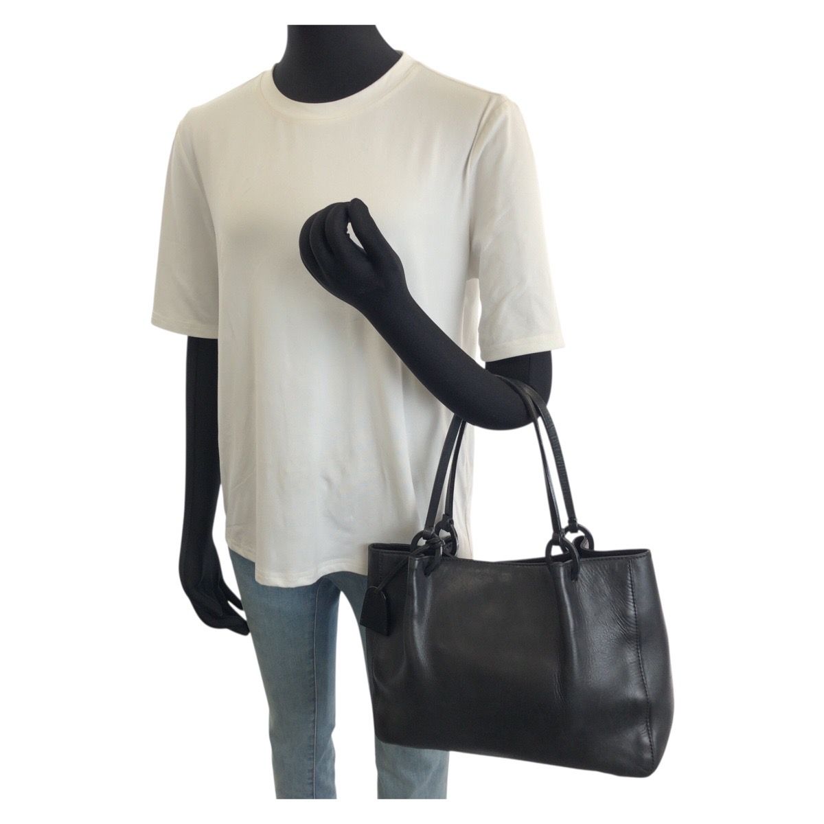 Gucci Black Silver Leather Tote Bag — view 7