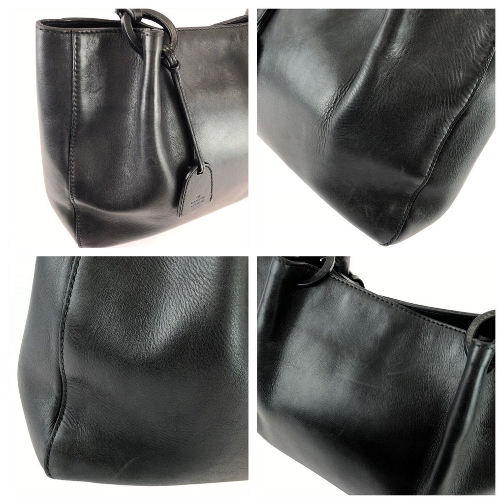 Gucci Black Silver Leather Tote Bag — view 5