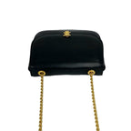 Celine Triomphe Logo Leather Chain Shoulder Bag Pochette Crossbody Black — view 4