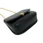 Celine Triomphe Logo Leather Chain Shoulder Bag Pochette Crossbody Black — view 7