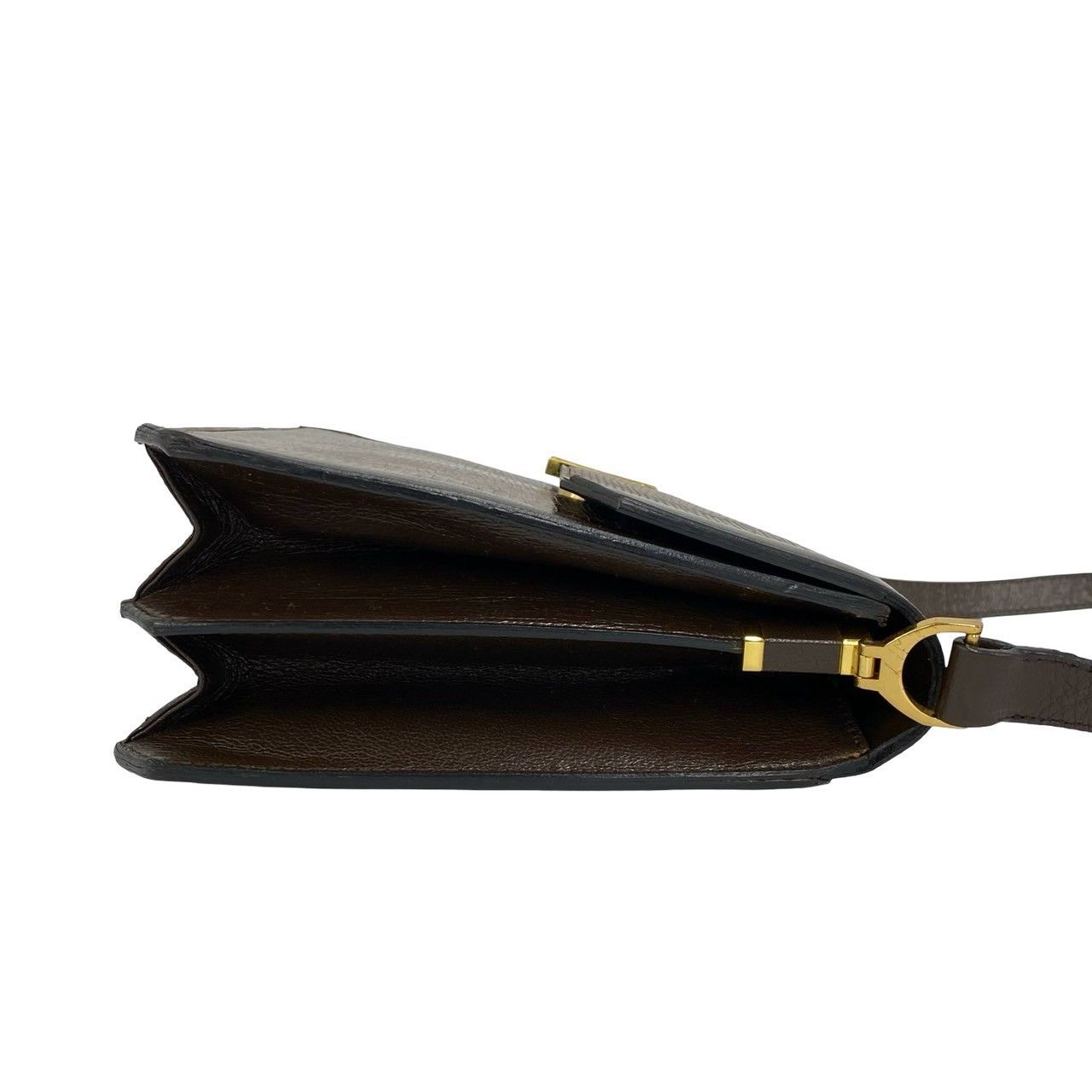 Saint Laurent Vintage YSL Logo Leather Shoulder Bag Pochette Brown — view 6