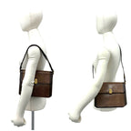 Saint Laurent Vintage YSL Logo Leather Shoulder Bag Pochette Brown — view 2
