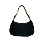 Prada Triangle Logo Tessuto Nylon Leather Shoulder Bag Black — view 3