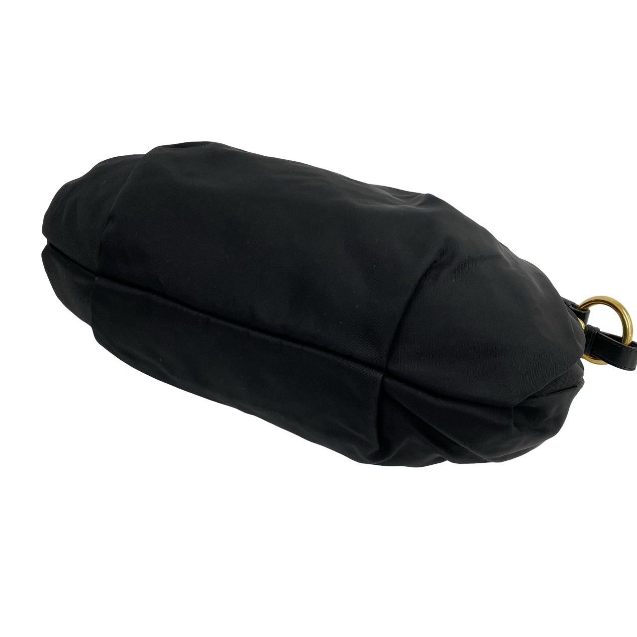 Prada Triangle Logo Tessuto Nylon Leather Shoulder Bag Black — view 8