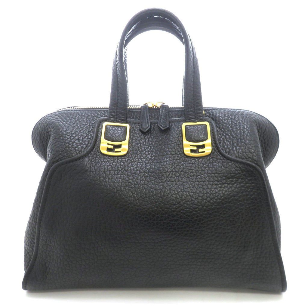 Fendi Chameleon Large 2-Way Shoulder Bag Leather Black