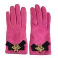 Gucci Gloves Suede Bee Ribbon S Pink