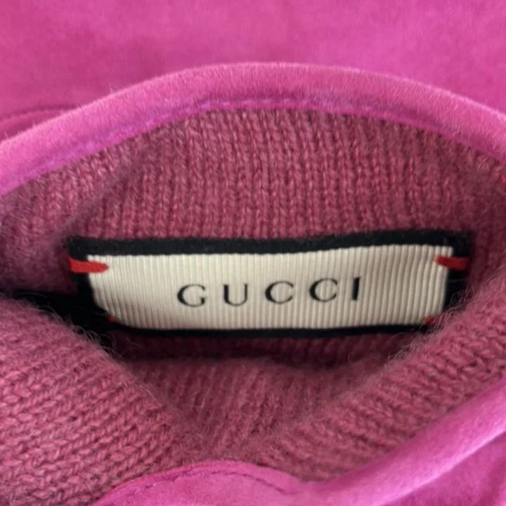 Gucci Gloves Suede Bee Ribbon S Pink — view 3