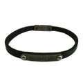 Saint Laurent Paris ID Plate Leather Bracelet Bangle Logo Black