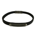 Saint Laurent Paris ID Plate Leather Bracelet Bangle Logo Black