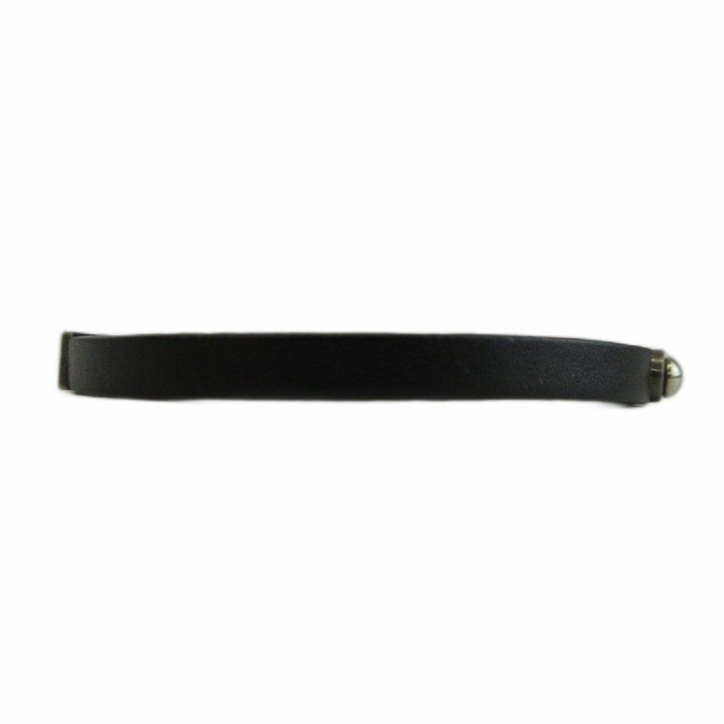 Saint Laurent Paris ID Plate Leather Bracelet Bangle Logo Black — view 4