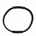 Saint Laurent Paris ID Plate Leather Bracelet Bangle Logo Black — view 3