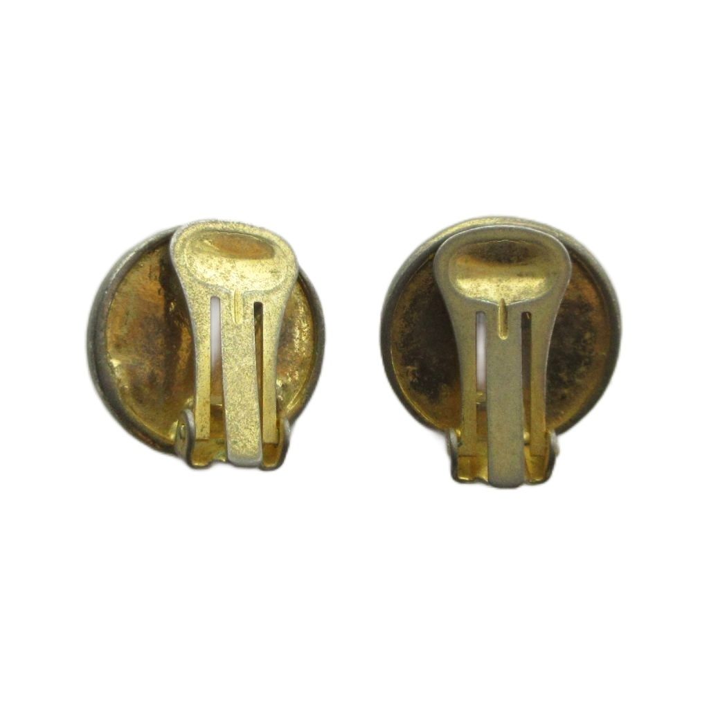 Celine Earrings Clip on Rhinestone Gold — view 2
