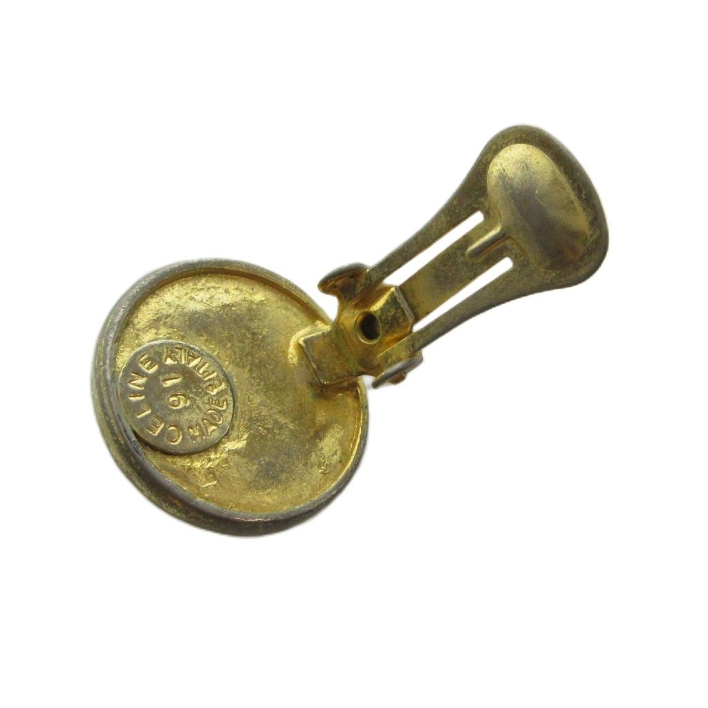 Celine Earrings Clip on Rhinestone Gold — view 4