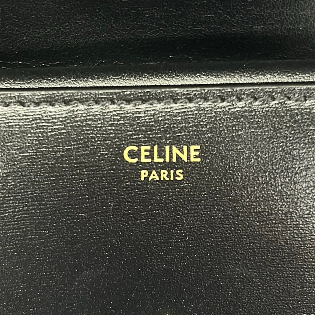 Celine Trifold Wallet Small Flap Triomphe Black Leather — view 5
