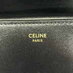 Celine Trifold Wallet Small Flap Triomphe Black Leather — view 5