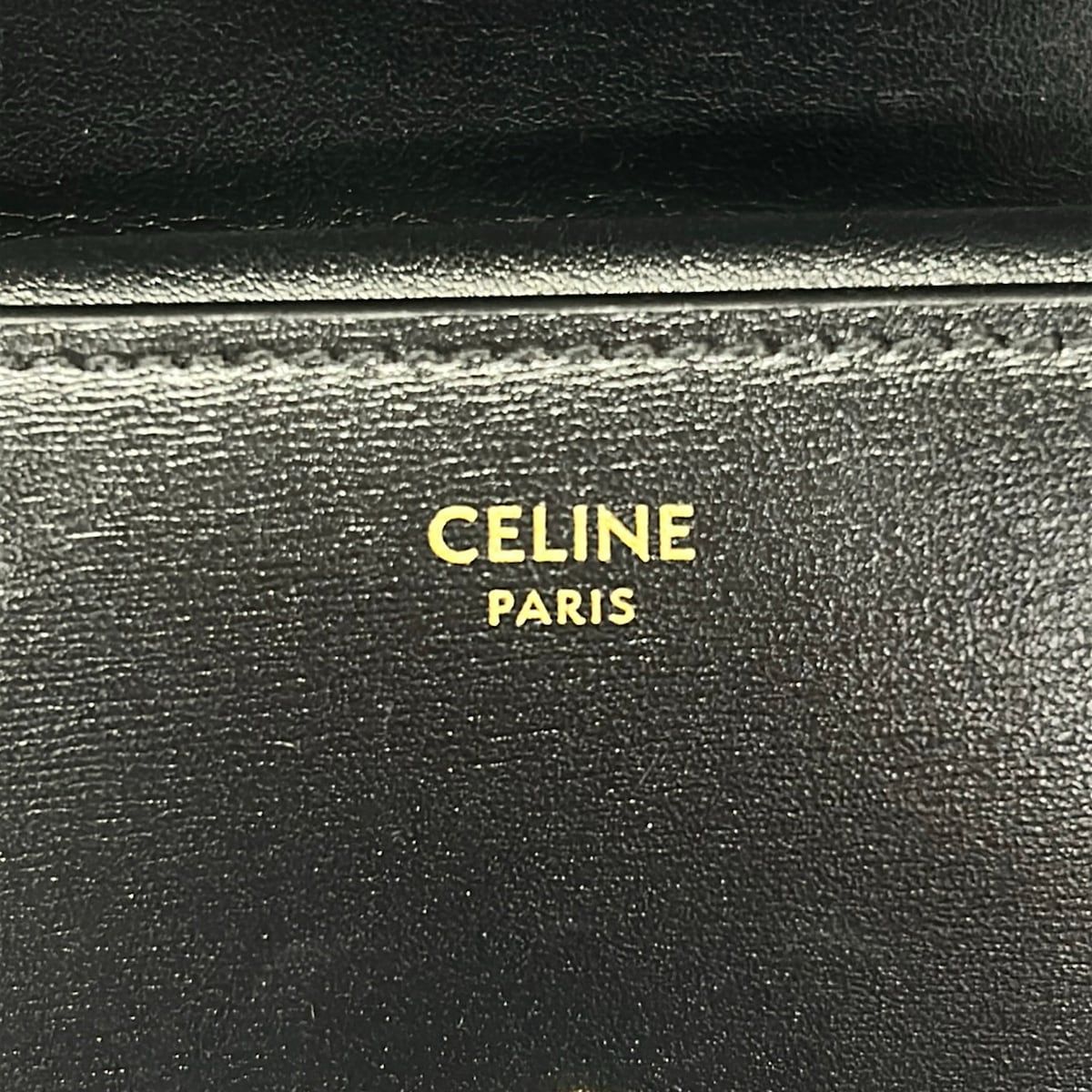 Celine Trifold Wallet Small Flap Triomphe Black Leather — view 5