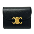 Celine Trifold Wallet Small Flap Triomphe Black Leather