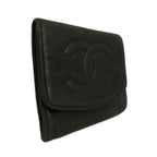 Chanel Vintage Coin Purse Bifold Leather CC Logo Stitch Black — view 5