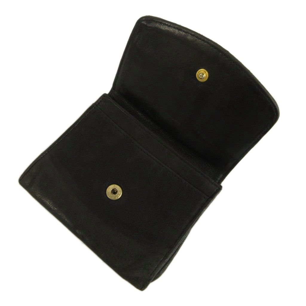 Chanel Vintage Coin Purse Bifold Leather CC Logo Stitch Black — view 3