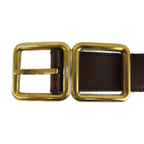 Saint Laurent Paris Double Buckle Leather Belt Cowhide Logo Gold Brown — view 5