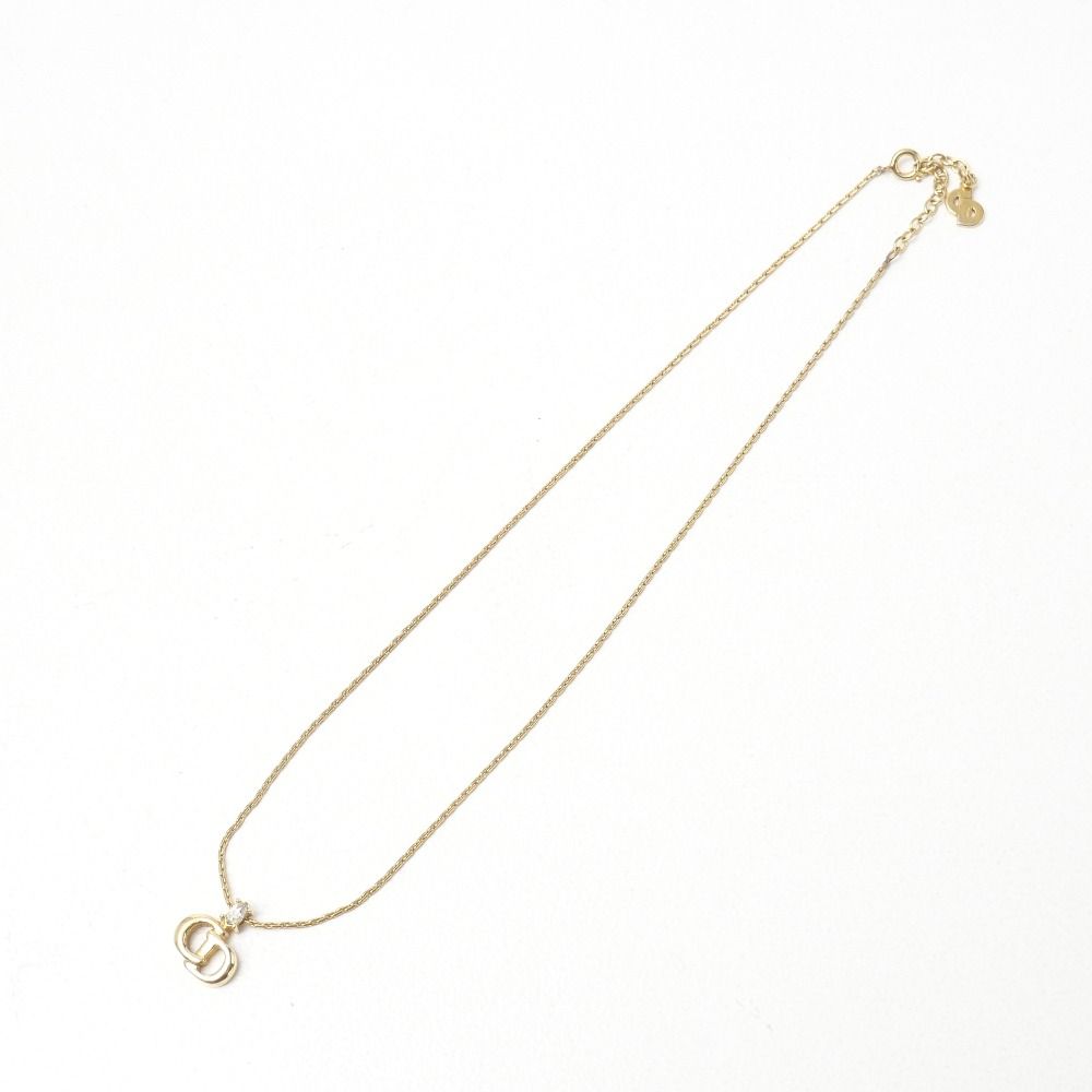 Dior Necklace CD Logo Rhinestone Gold — view 3