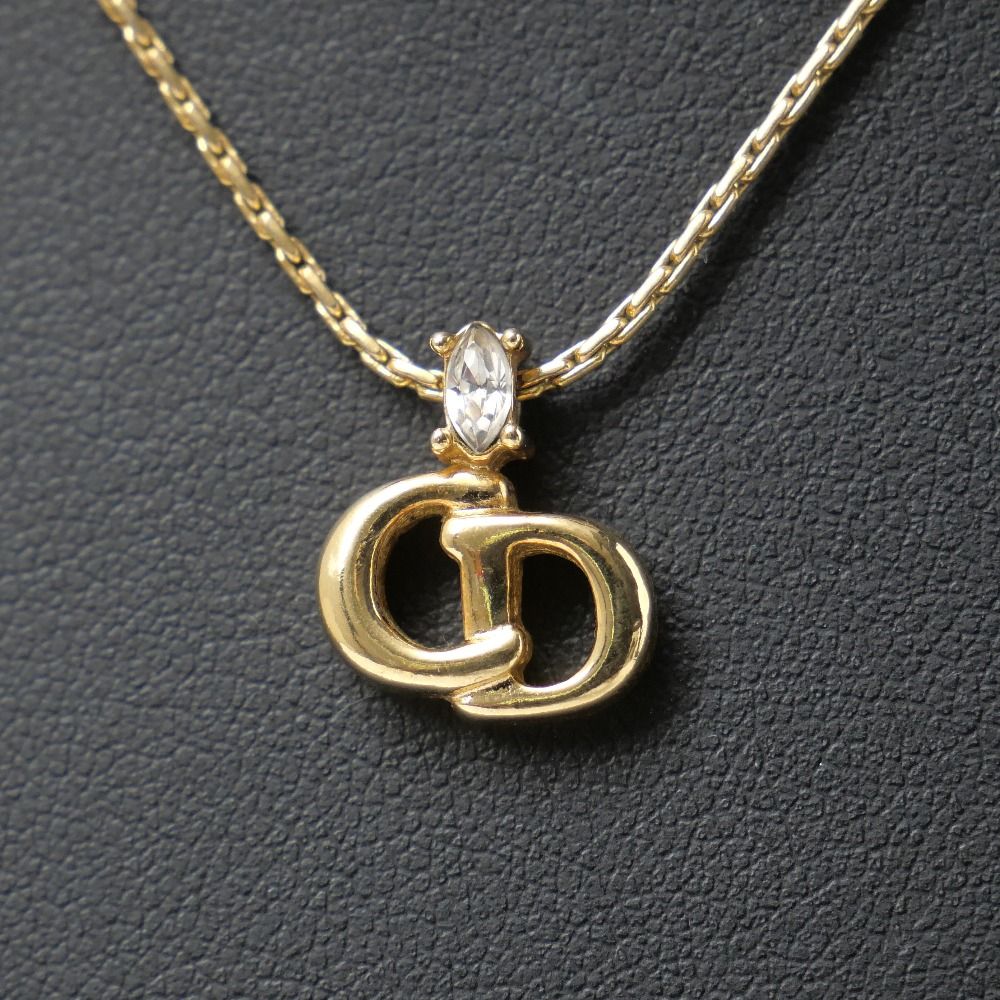 Dior Necklace CD Logo Rhinestone Gold