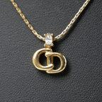 Dior Necklace CD Logo Rhinestone Gold