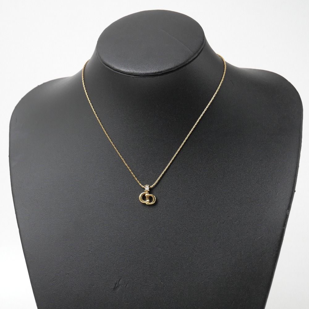 Dior Necklace CD Logo Rhinestone Gold — view 2