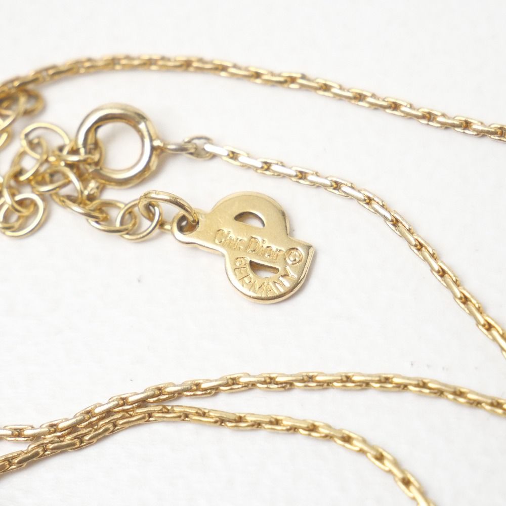 Dior Necklace CD Logo Rhinestone Gold — view 5