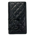 Chanel Wallet Cambon Line Black Pink CC Logo Leather