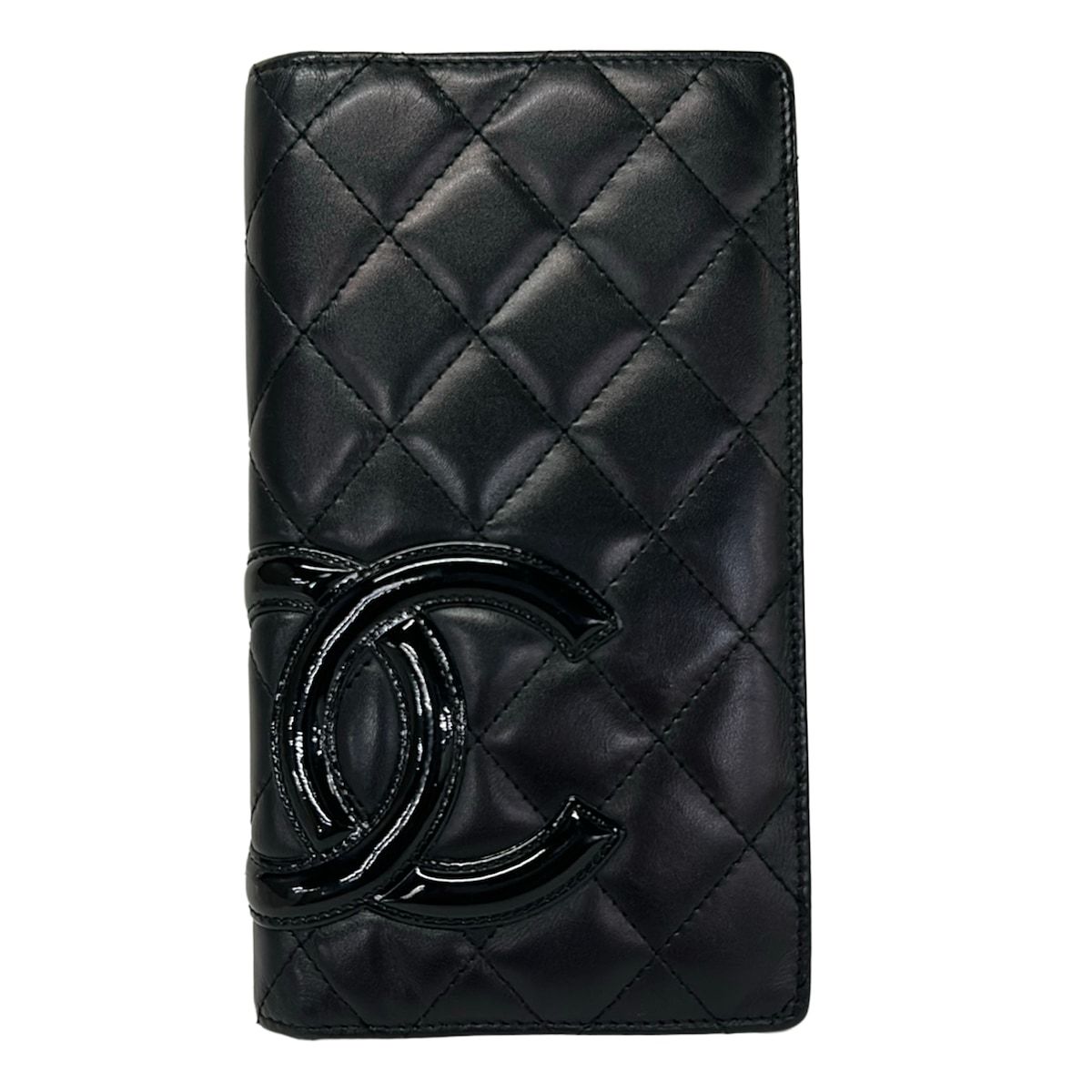 Chanel Wallet Cambon Line Black Pink CC Logo Leather