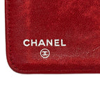 Chanel Wallet Quilted Red Silver Bifold Lambskin — view 6