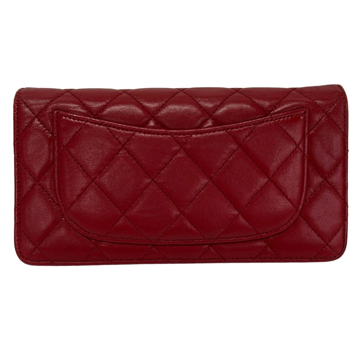Chanel Wallet Quilted Red Silver Bifold Lambskin — view 2