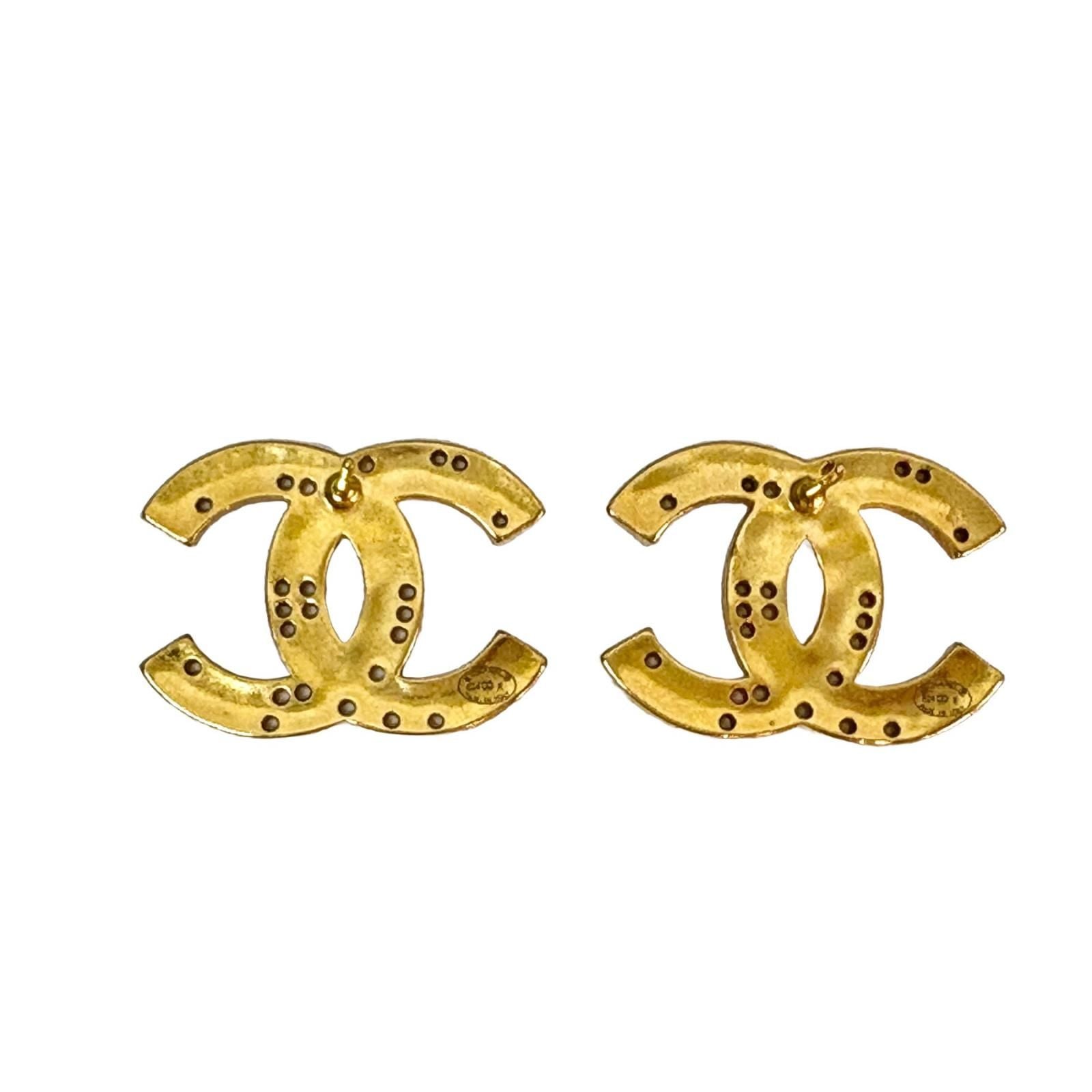 Chanel CC Logo Earrings Rhinestone — view 2