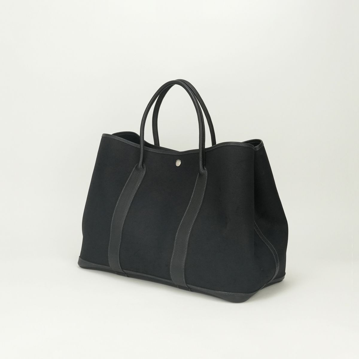Hermes Garden Party GM 50 Tote Toile Officier Noir Black Silver Handbag — view 2