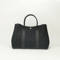Hermes Garden Party GM 50 Tote Toile Officier Noir Black Silver Handbag
