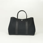 Hermes Garden Party GM 50 Tote Toile Officier Noir Black Silver Handbag