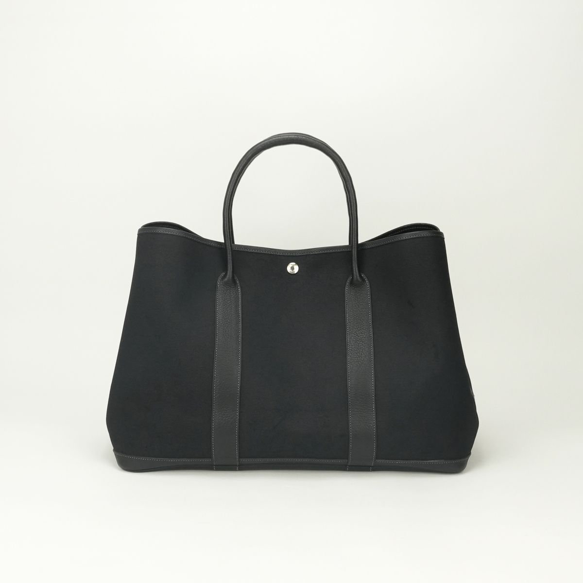Hermes Garden Party GM 50 Tote Toile Officier Noir Black Silver Handbag — view 3