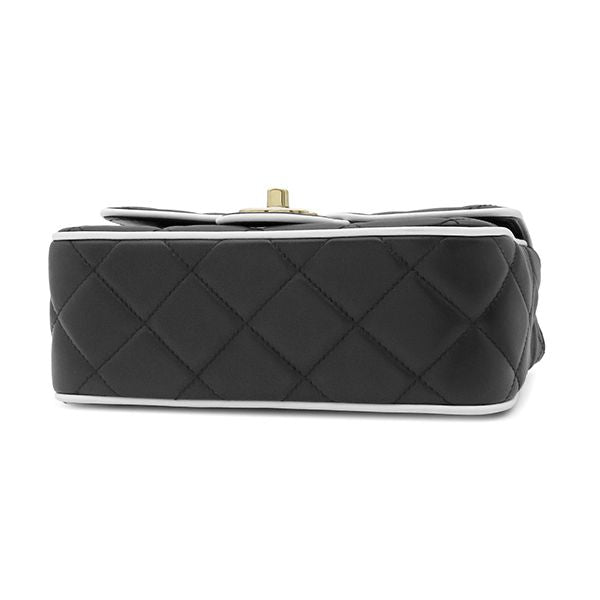Chanel Shoulder Bag Mini Flap Lambskin Black White Champagne Gold Bicolor — view 3