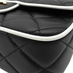 Chanel Shoulder Bag Mini Flap Lambskin Black White Champagne Gold Bicolor — view 4