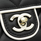 Chanel Shoulder Bag Mini Flap Lambskin Black White Champagne Gold Bicolor — view 5