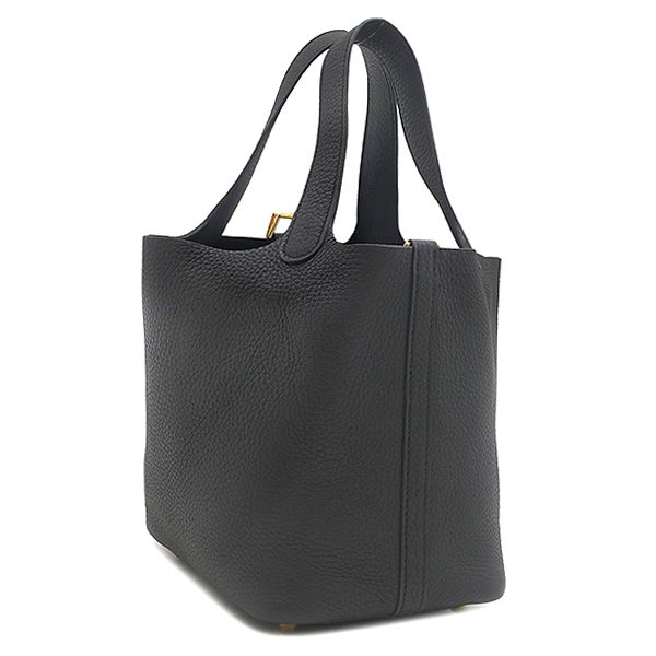 Hermes Handbag Picotin Lock 18 PM Taurillon Clemence Black Gold — view 3