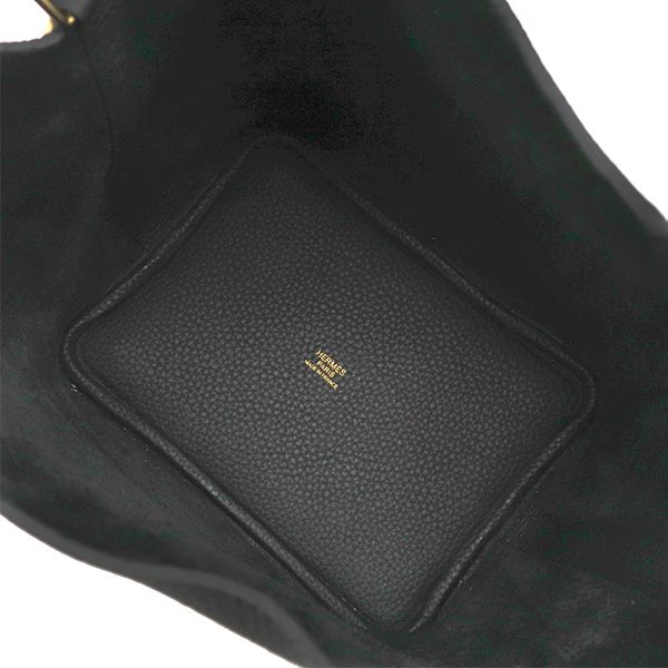 Hermes Handbag Picotin Lock 18 PM Taurillon Clemence Black Gold — view 6