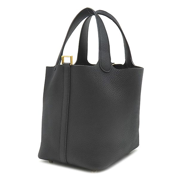Hermes Handbag Picotin Lock 18 PM Taurillon Clemence Black Gold — view 2