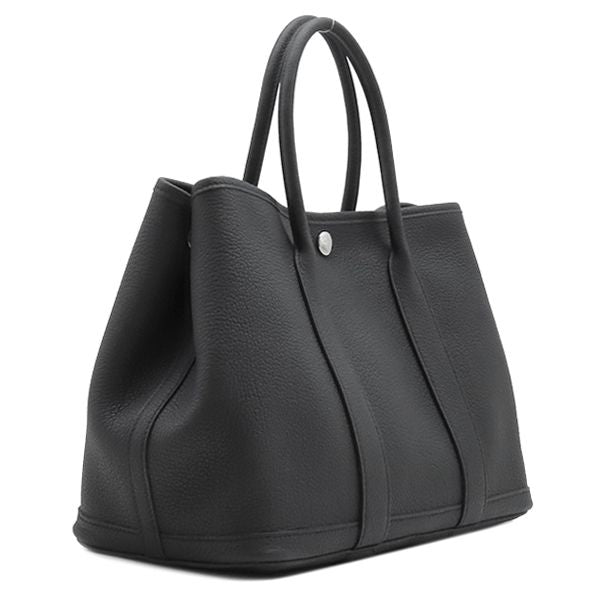 Hermes Tote Bag Garden Party TPM 30 Black Silver Oarleather — view 2