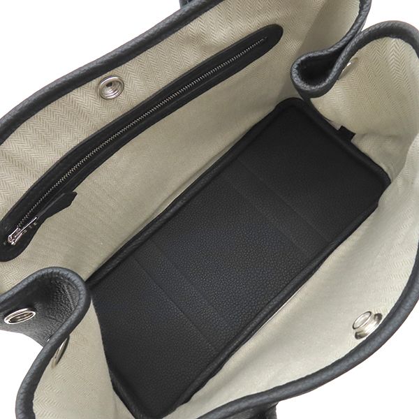 Hermes Tote Bag Garden Party TPM 30 Black Silver Oarleather — view 5