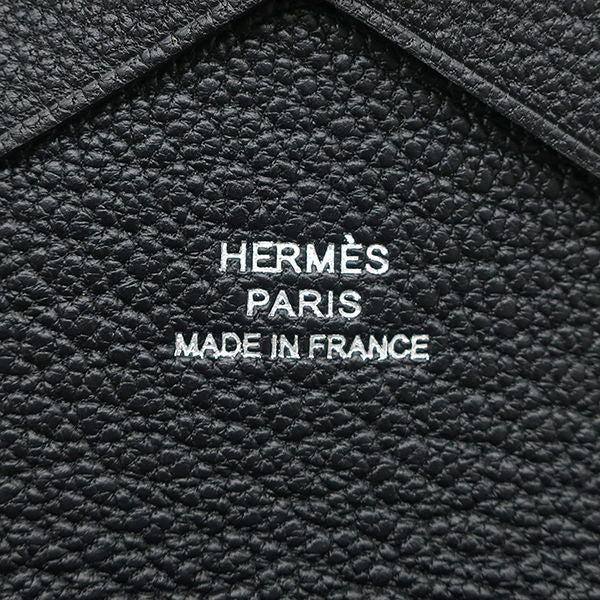 Hermes Card Case Calvi Duo Chevre Black Silver Coin Purse Fragment — view 7