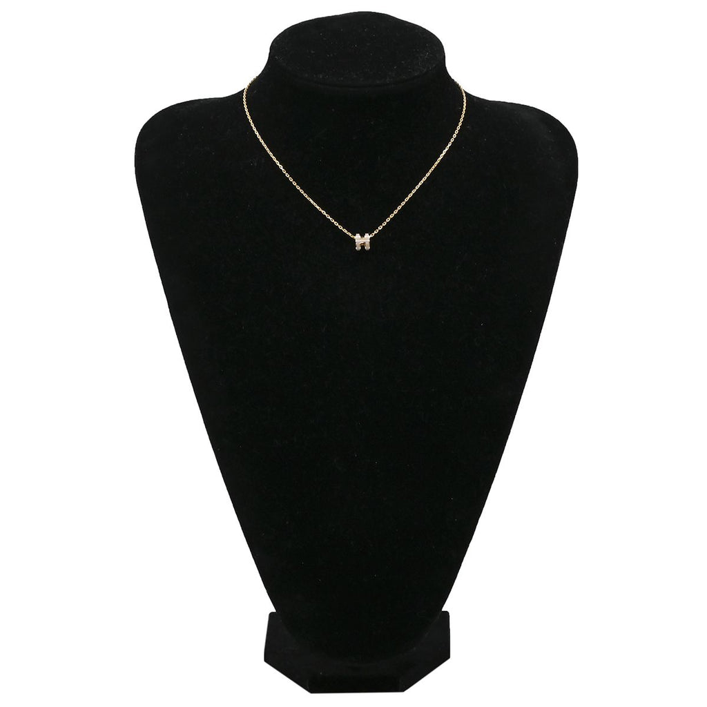 Hermes Necklace Pop H Mini Pendant Lacquer Brown Glace Gold Light H Motif — view 6